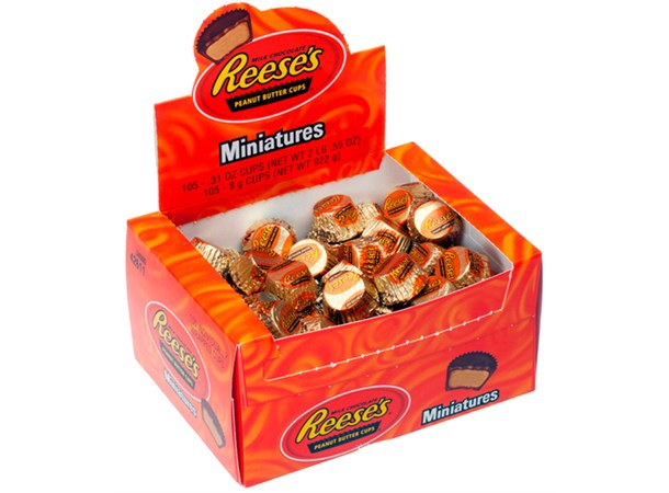Reese Peanut Butter Cups Boks 105 stk Stor boks med deilige peanøttsjokolader